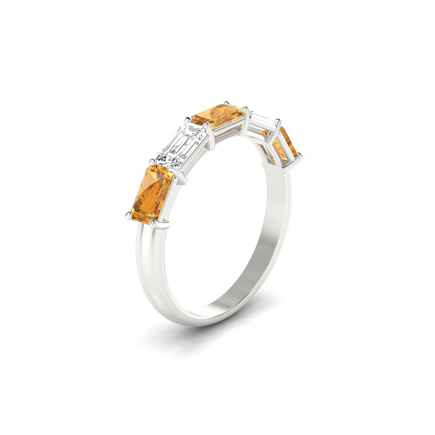 Reverence | 18k White Gold 5 x 3 mm Emerald Citrine & Diamond Ring