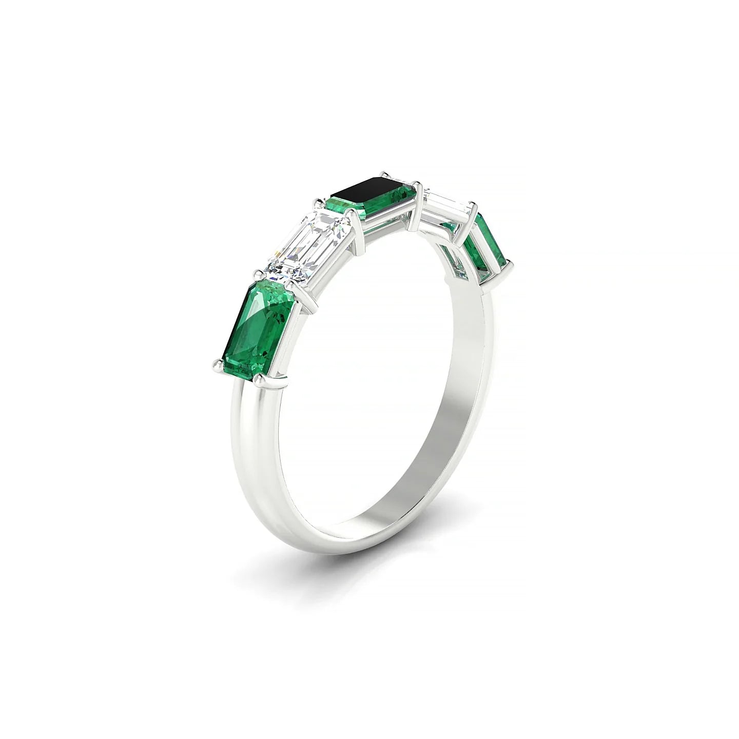 Reverence | 18k White Gold 5 x 3 mm Emerald Emerald & Diamond Ring