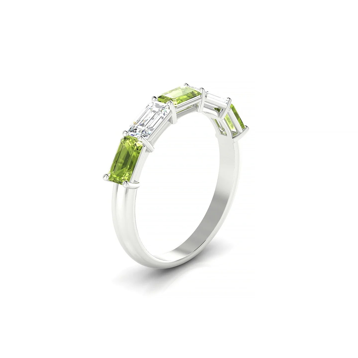 Reverence | 18k White Gold 5 x 3 mm Emerald Peridot & Diamond Ring