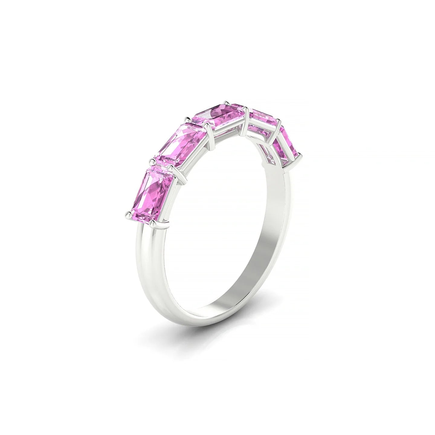 Reverence | 18k White Gold 5 x 3 mm Emerald Pink Sapphire Ring