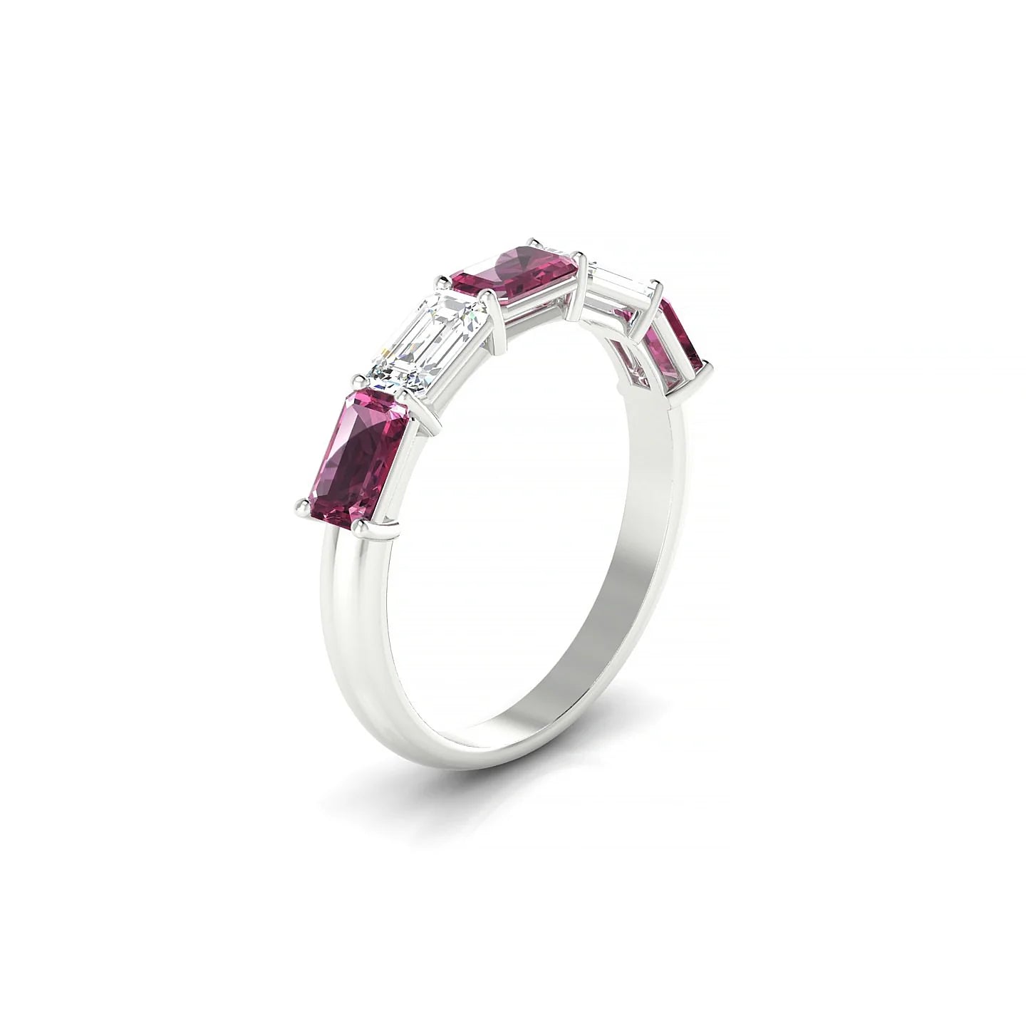 Reverence | 18k White Gold 5 x 3 mm Emerald Rhodolite & Diamond Ring