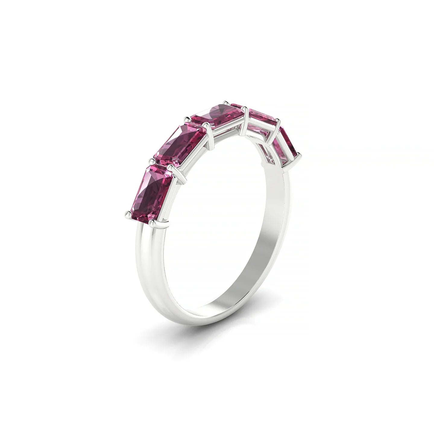 Reverence | 18k White Gold 5 x 3 mm Emerald Rhodolite Ring