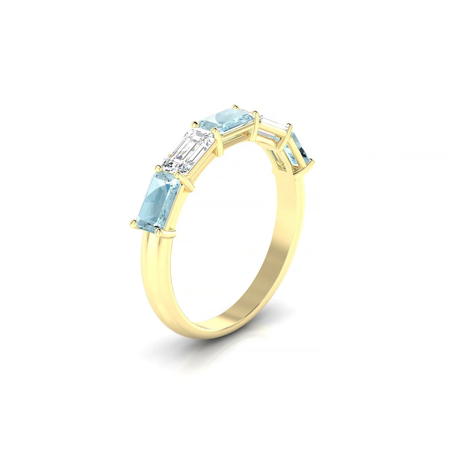 Reverence | 18k Yellow Gold 5 x 3 mm Emerald Aquamarine & Diamond Ring