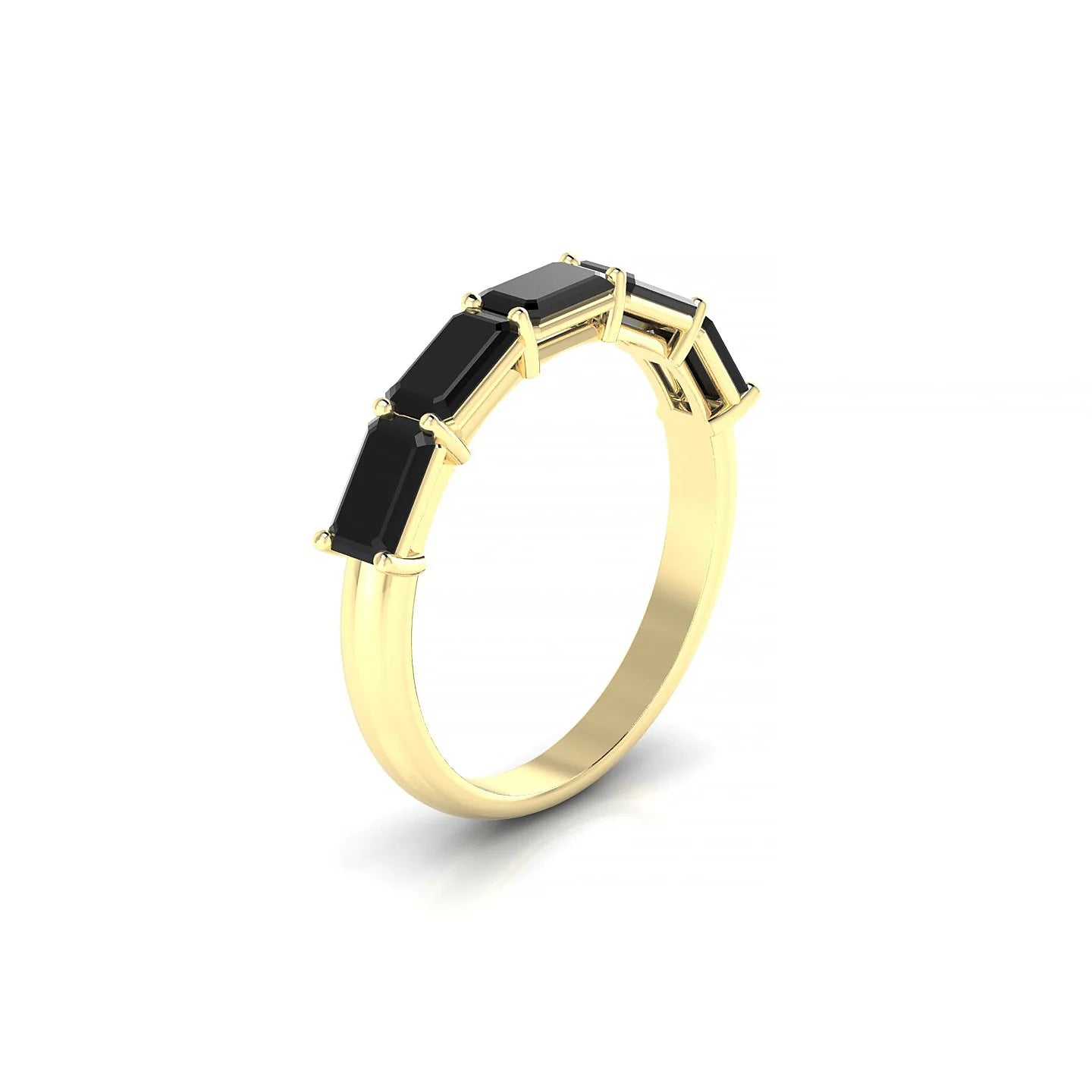 Reverence | 18k Yellow Gold 5 x 3 mm Emerald Black Diamond Ring