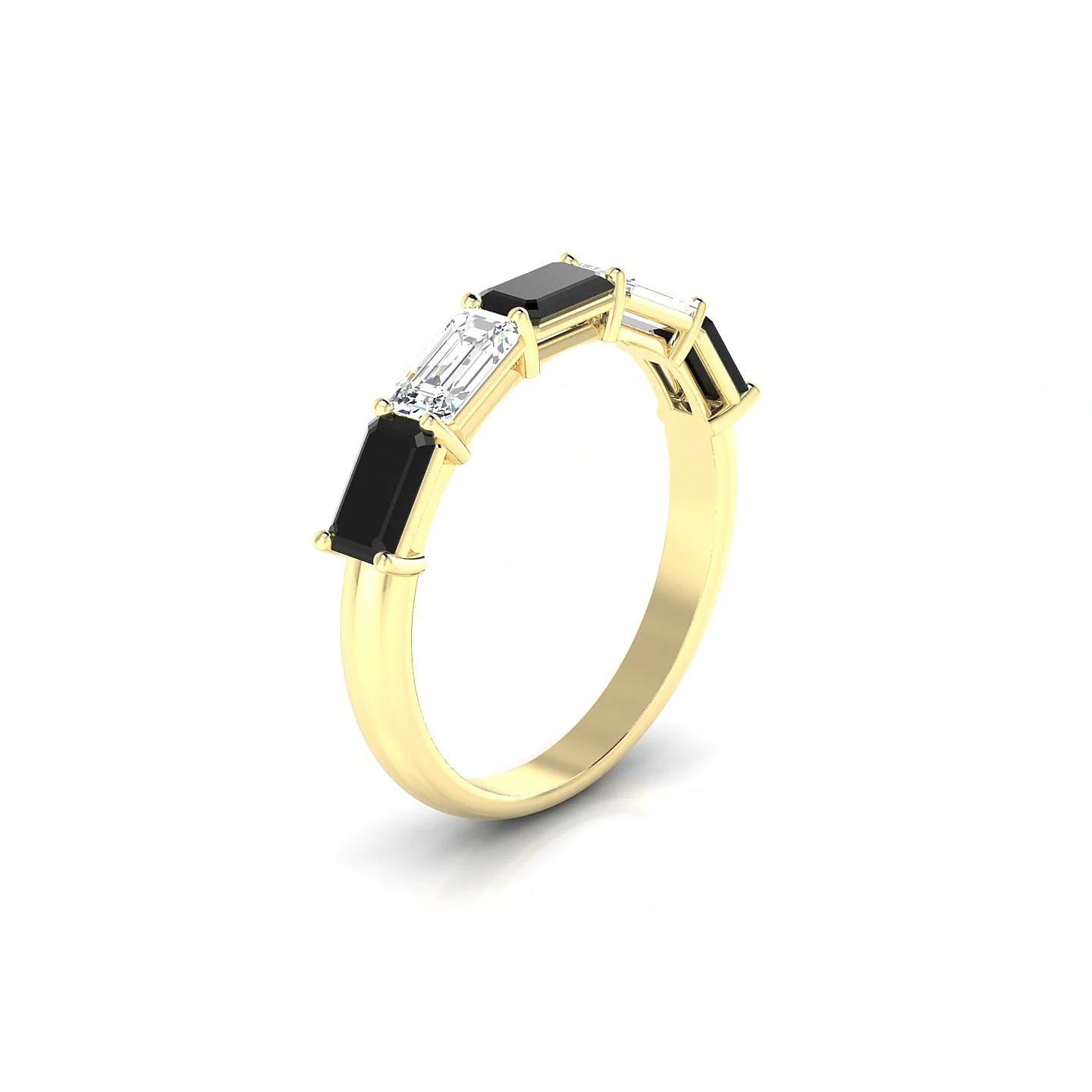Reverence | 18k Yellow Gold 5 x 3 mm Emerald Black Diamond & Diamond Ring