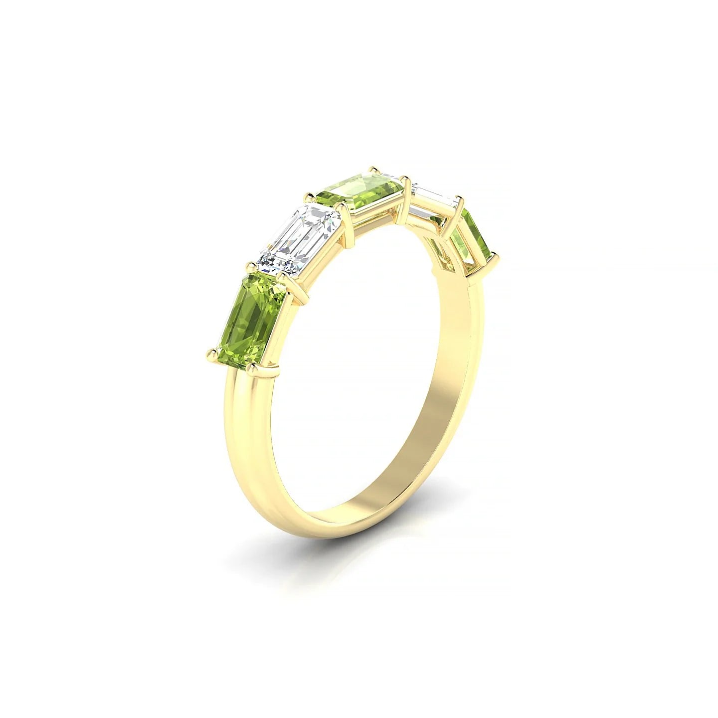 Reverence | 18k Yellow Gold 5 x 3 mm Emerald Peridot & Diamond Ring