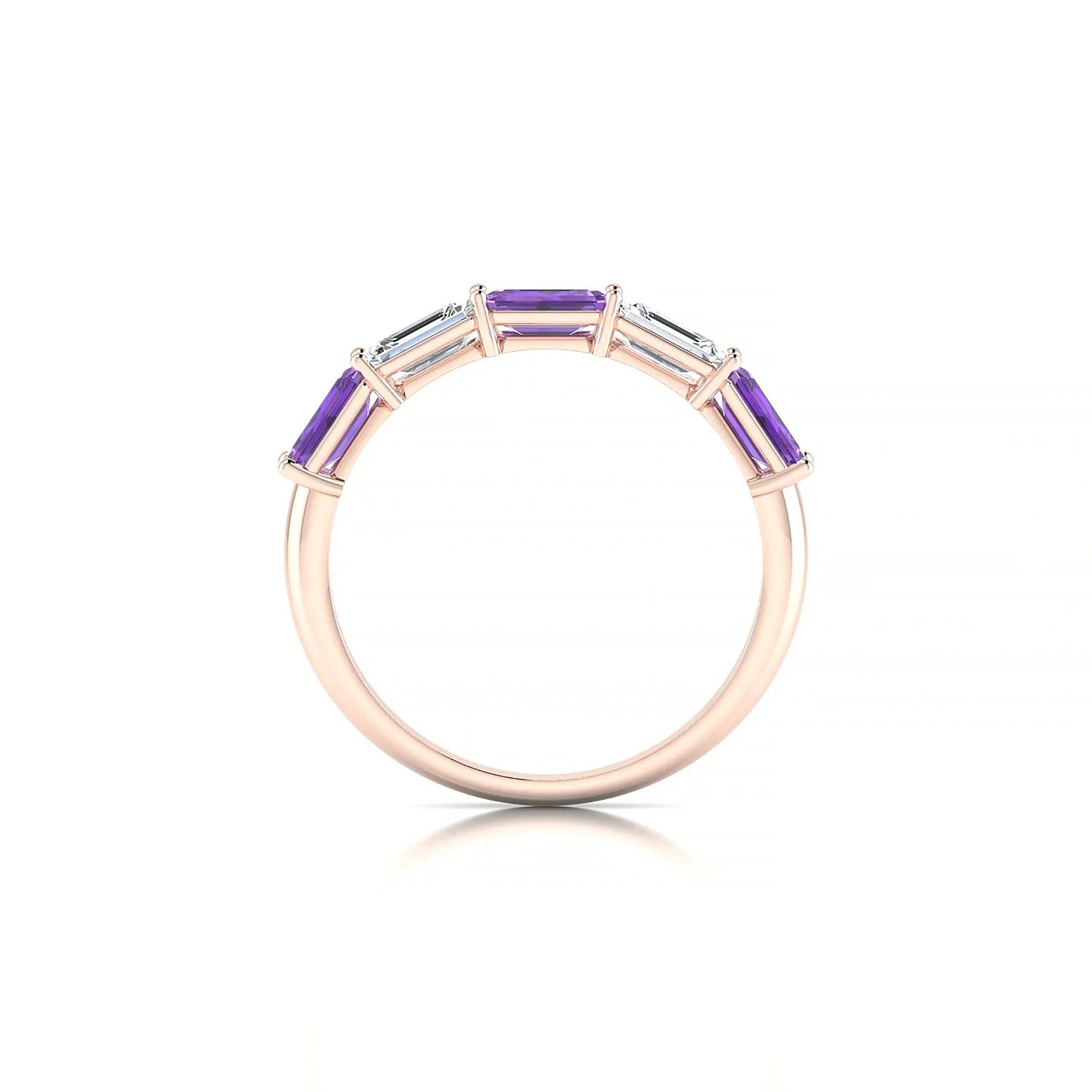Reverence | 18k Rose Gold 5 x 3 mm Emerald Amethyst & Diamond Ring