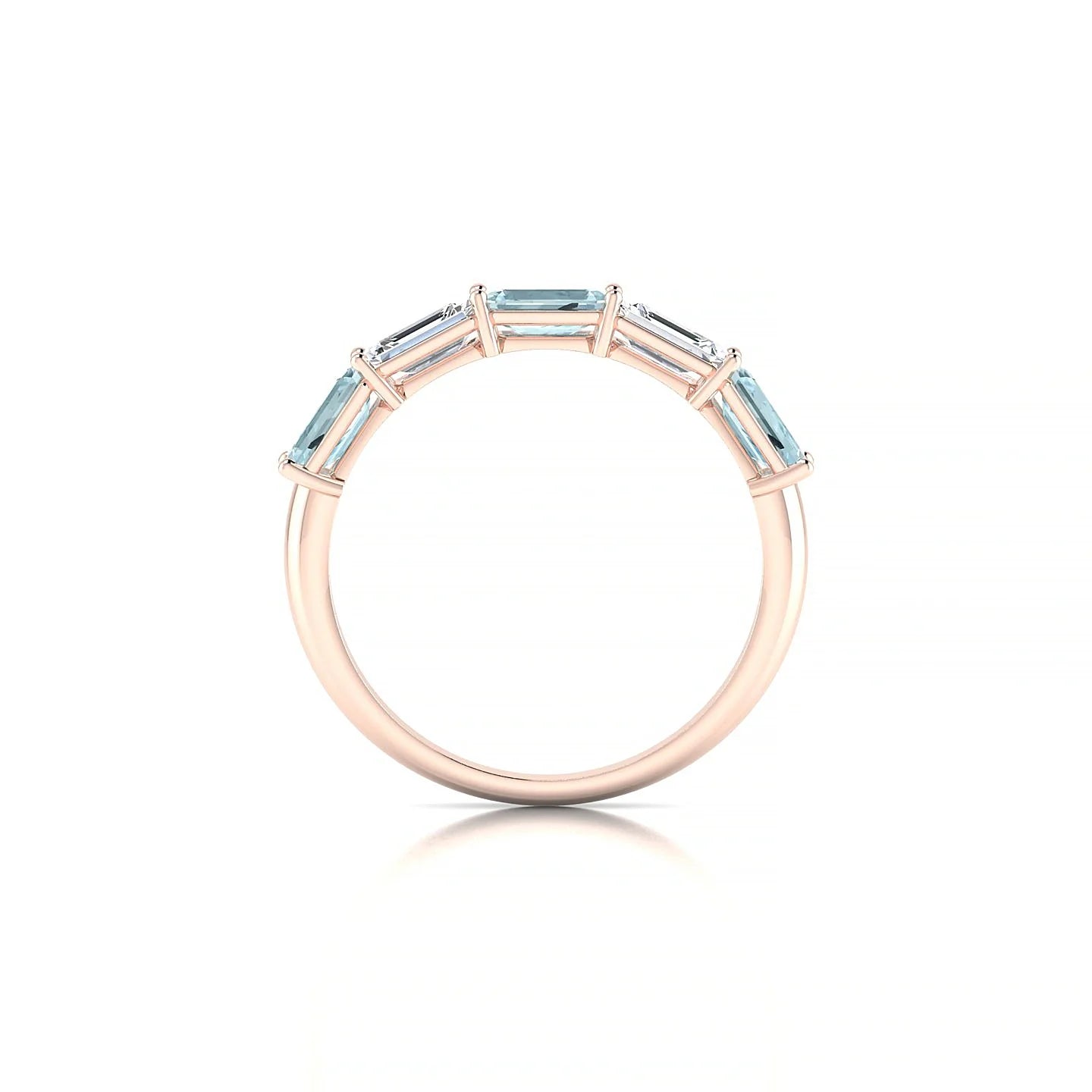 Reverence | 18k Rose Gold 5 x 3 mm Emerald Aquamarine & Diamond Ring