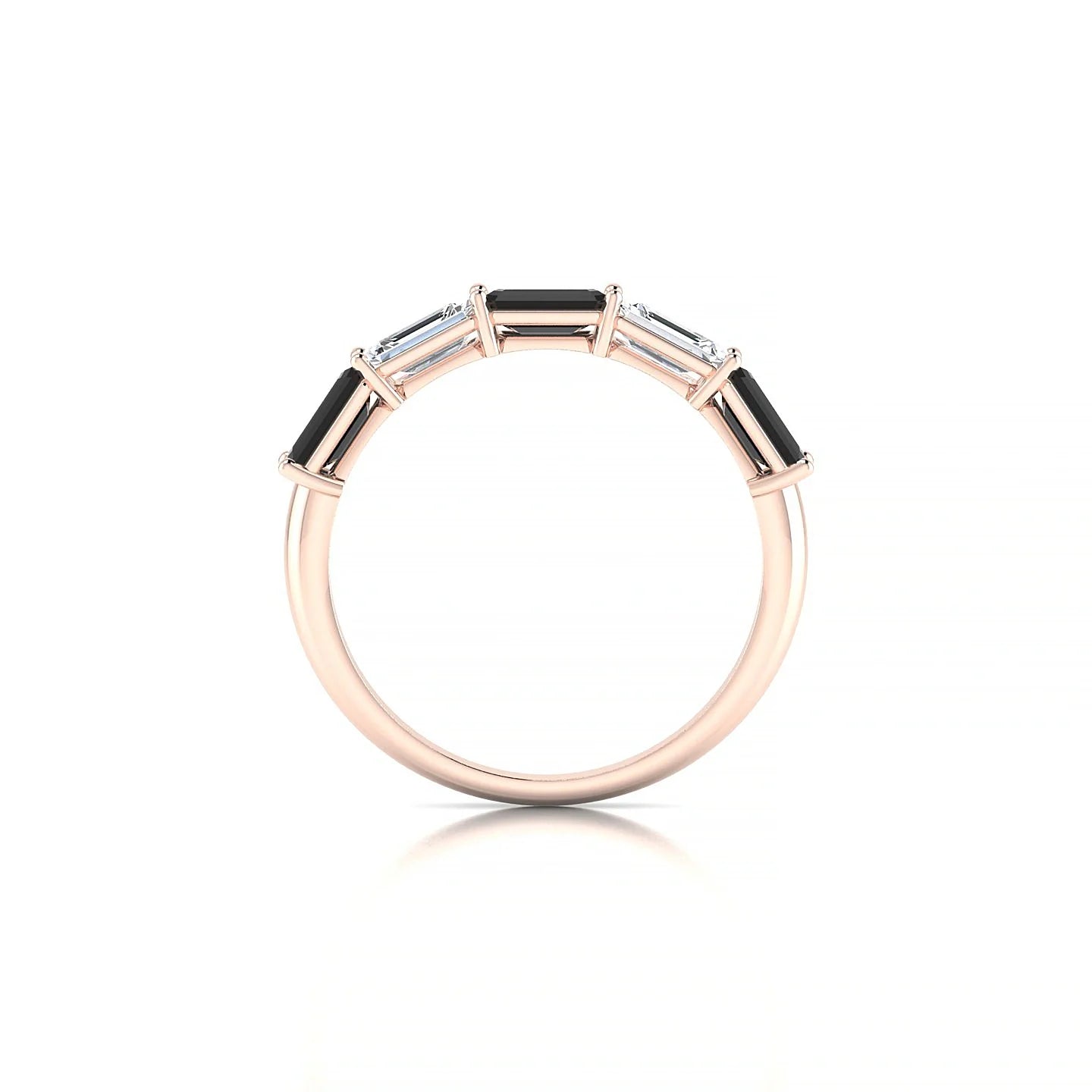 Reverence | 18k Rose Gold 5 x 3 mm Emerald Black Diamond & Diamond Ring