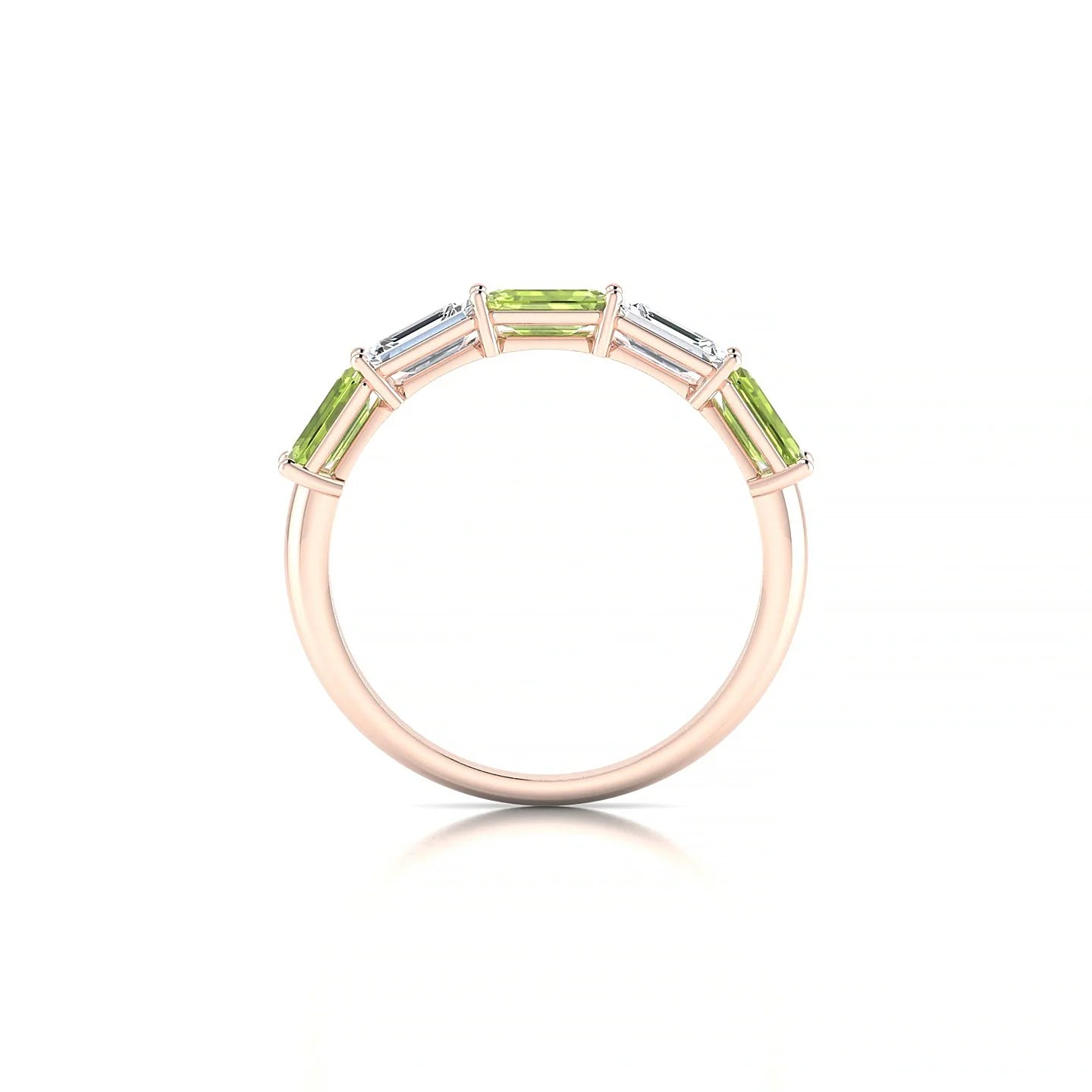 Reverence | 18k Rose Gold 5 x 3 mm Emerald Peridot & Diamond Ring