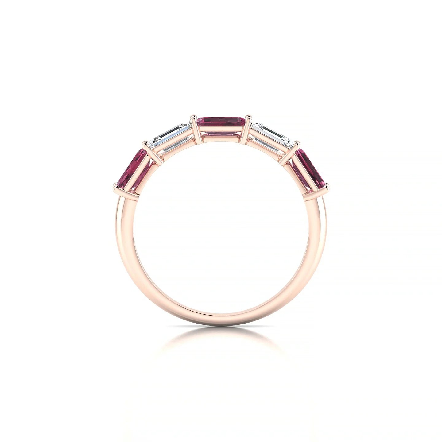 Reverence | 18k Rose Gold 5 x 3 mm Emerald Rhodolite & Diamond Ring