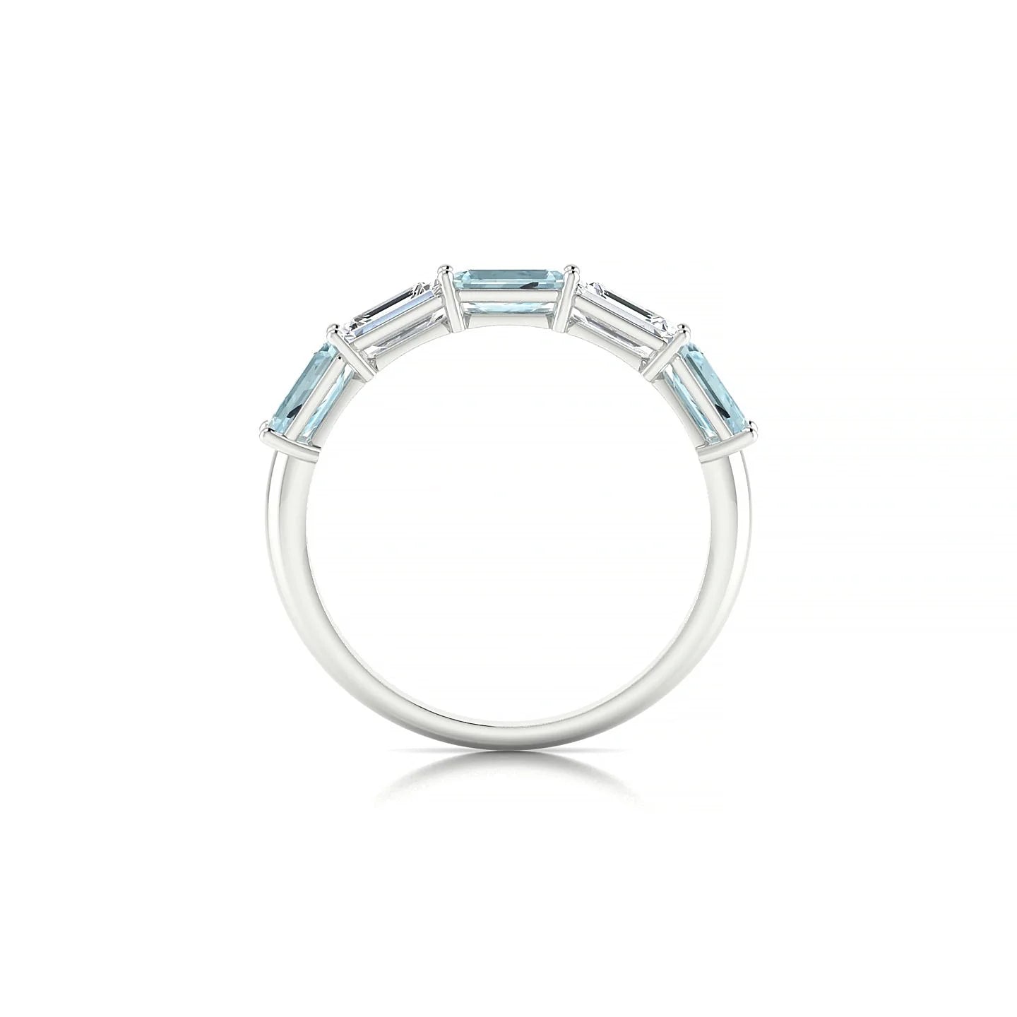 Reverence | 18k White Gold 5 x 3 mm Emerald Aquamarine & Diamond Ring