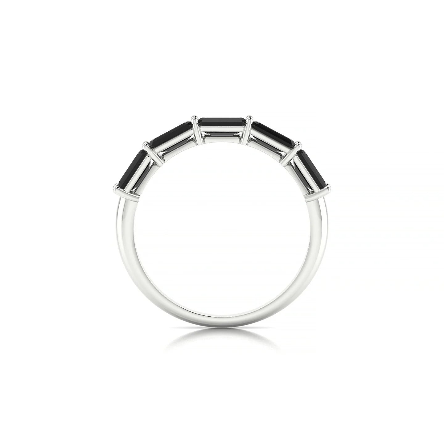 Reverence | 18k White Gold 5 x 3 mm Emerald Black Diamond Ring