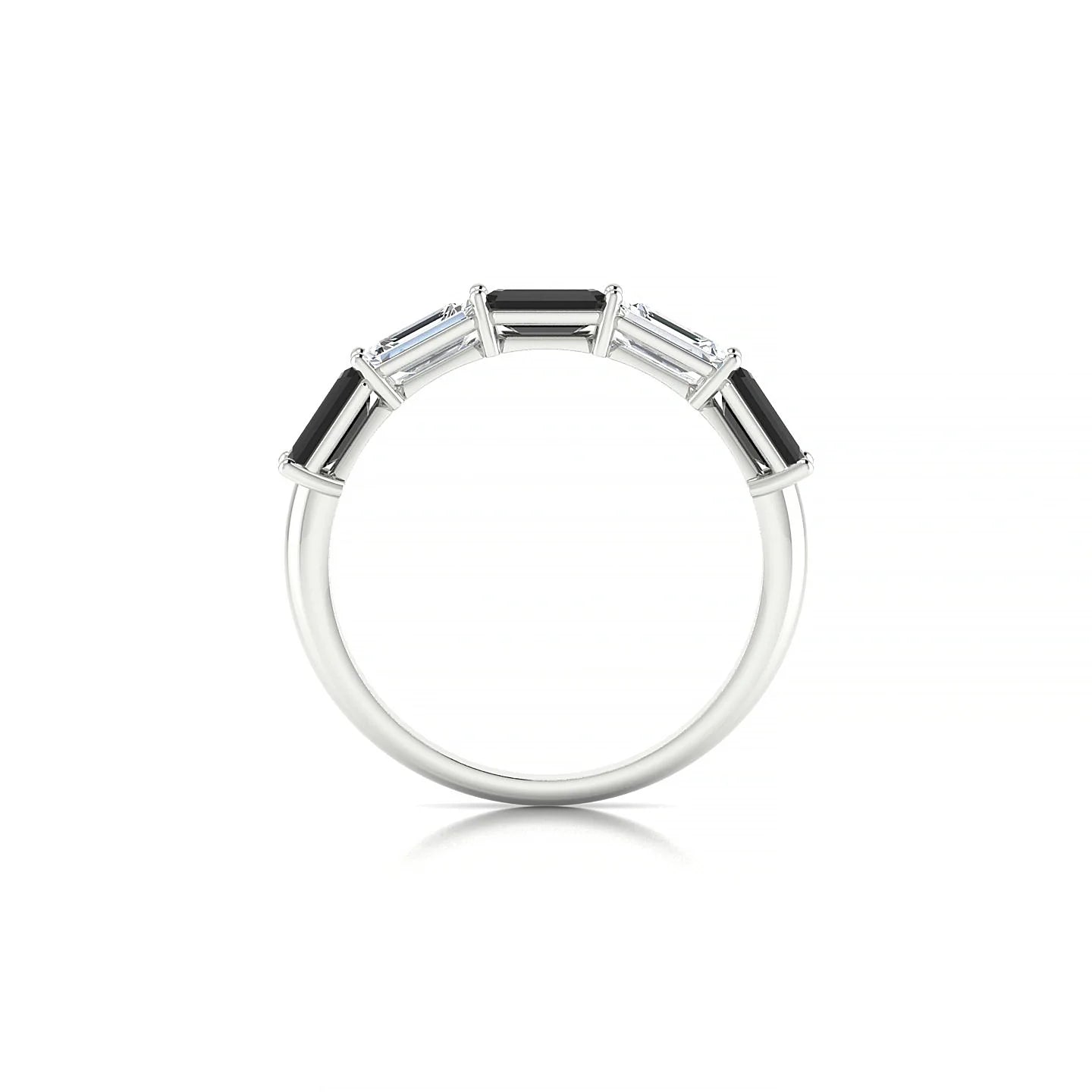 Reverence | 18k White Gold 5 x 3 mm Emerald Black Diamond & Diamond Ring