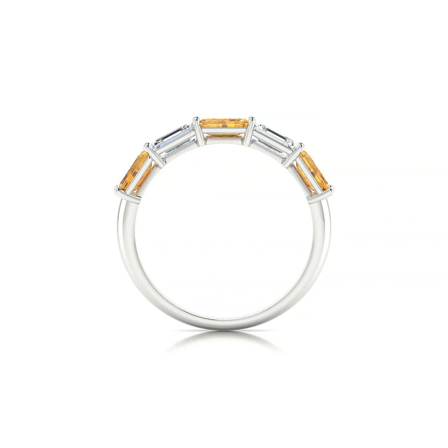 Reverence | 18k White Gold 5 x 3 mm Emerald Citrine & Diamond Ring