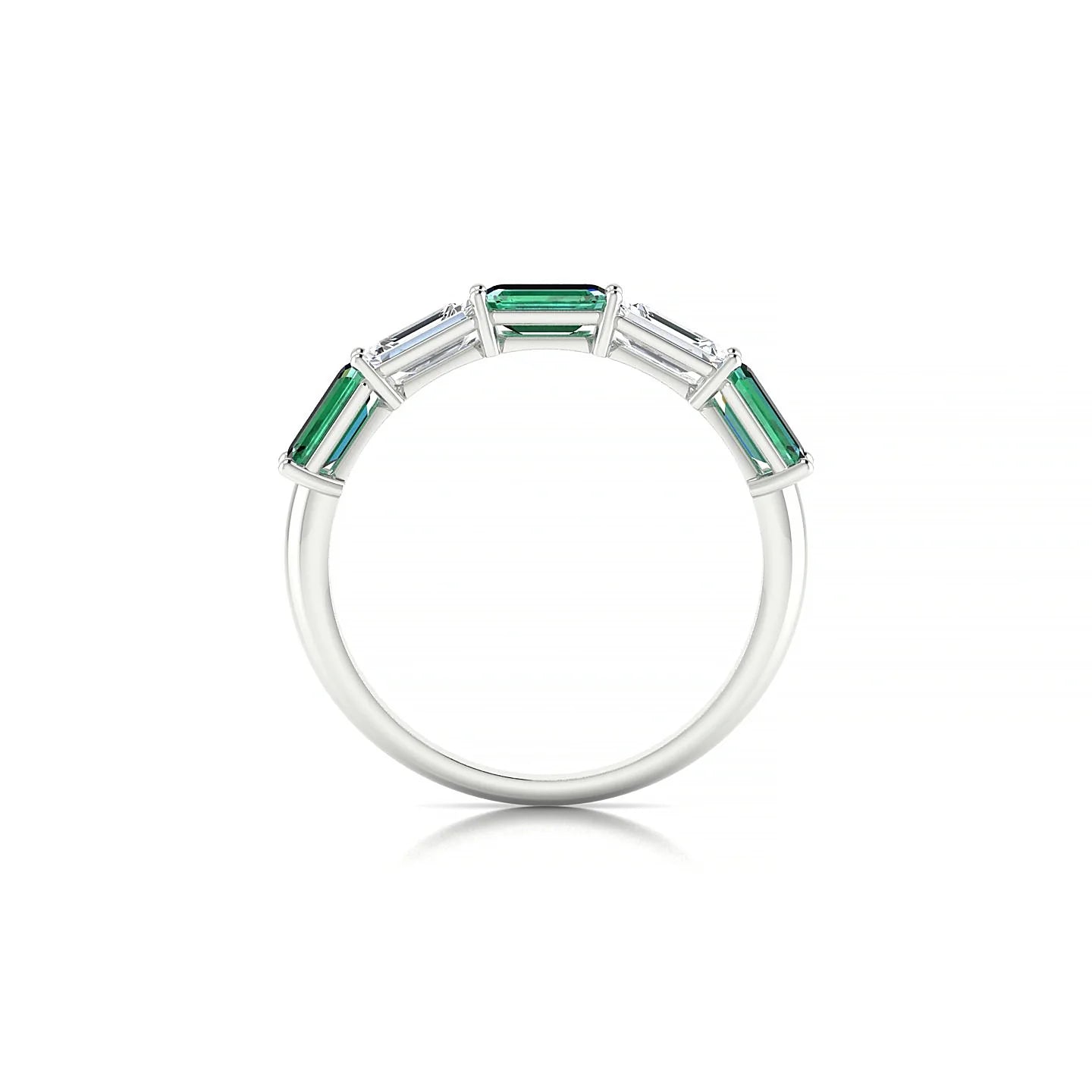 Reverence | 18k White Gold 5 x 3 mm Emerald Emerald & Diamond Ring