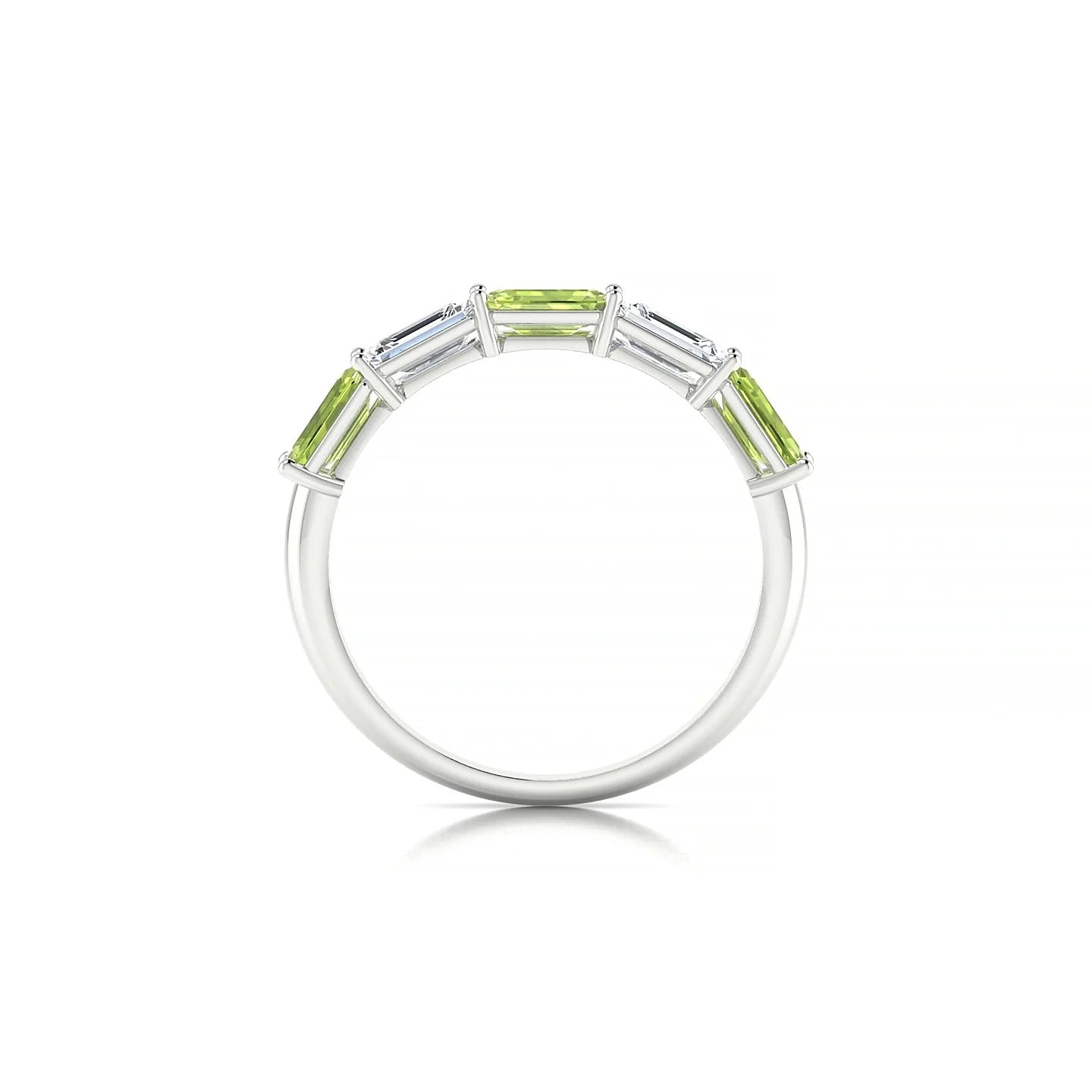 Reverence | 18k White Gold 5 x 3 mm Emerald Peridot & Diamond Ring