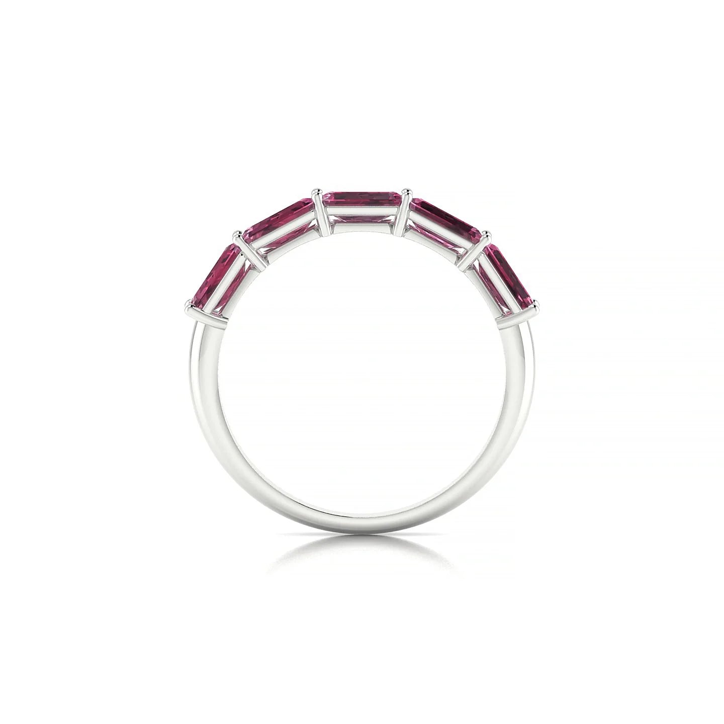 Reverence | 18k White Gold 5 x 3 mm Emerald Rhodolite Ring