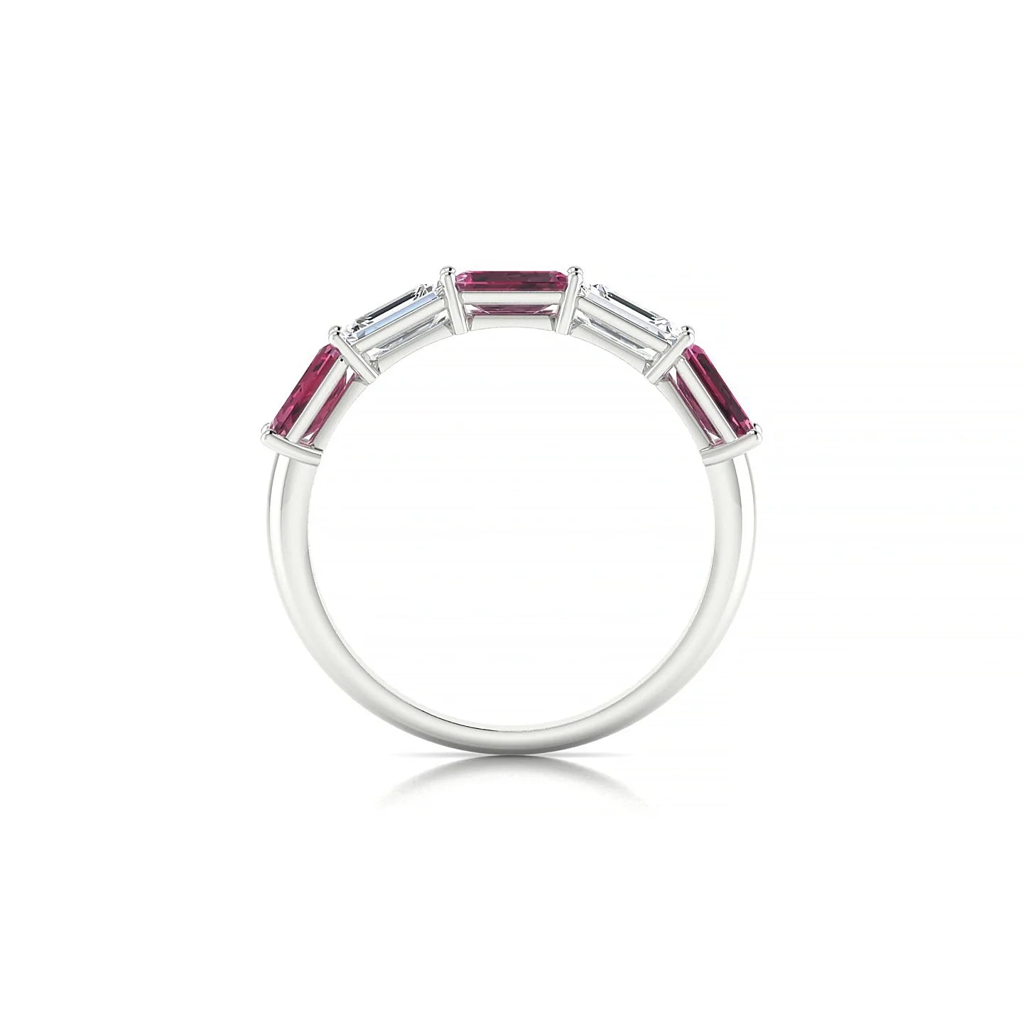 Reverence | 18k White Gold 5 x 3 mm Emerald Rhodolite & Diamond Ring