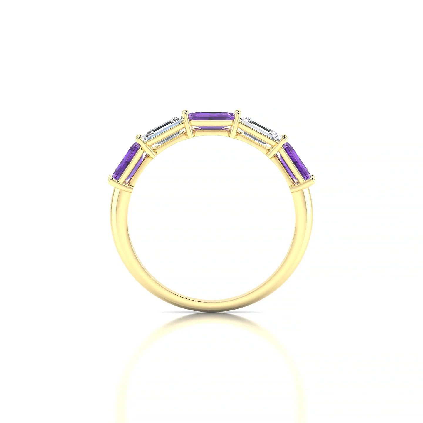 Reverence | 18k Yellow Gold 5 x 3 mm Emerald Amethyst & Diamond Ring