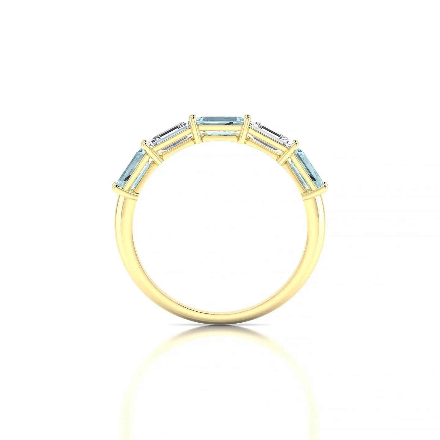 Reverence | 18k Yellow Gold 5 x 3 mm Emerald Aquamarine & Diamond Ring