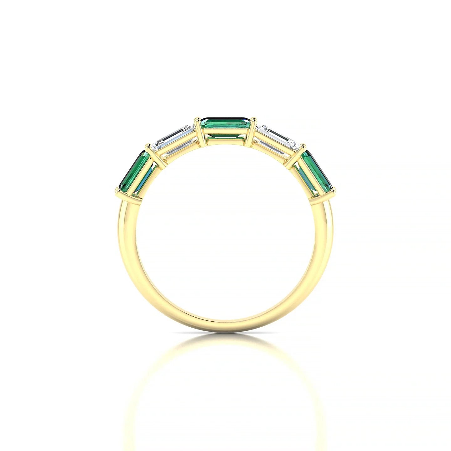 Reverence | 18k Yellow Gold 5 x 3 mm Emerald Emerald & Diamond Ring