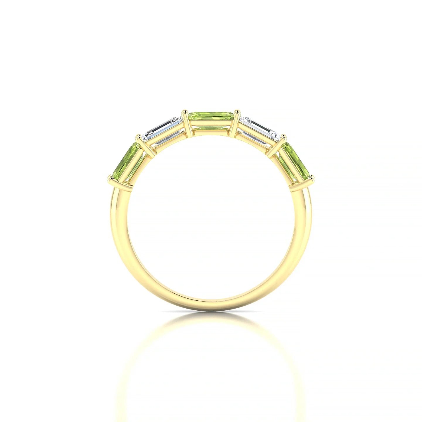 Reverence | 18k Yellow Gold 5 x 3 mm Emerald Peridot & Diamond Ring