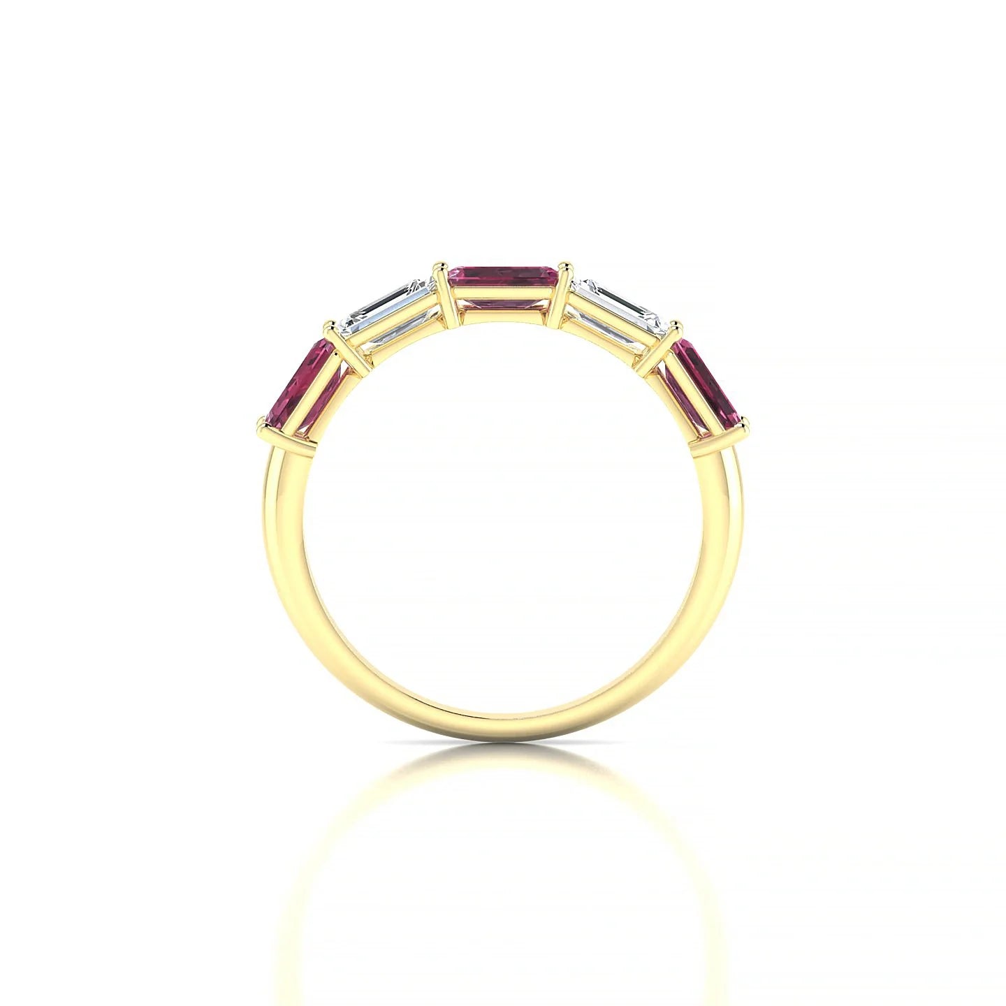 Reverence | 18k Yellow Gold 5 x 3 mm Emerald Rhodolite & Diamond Ring