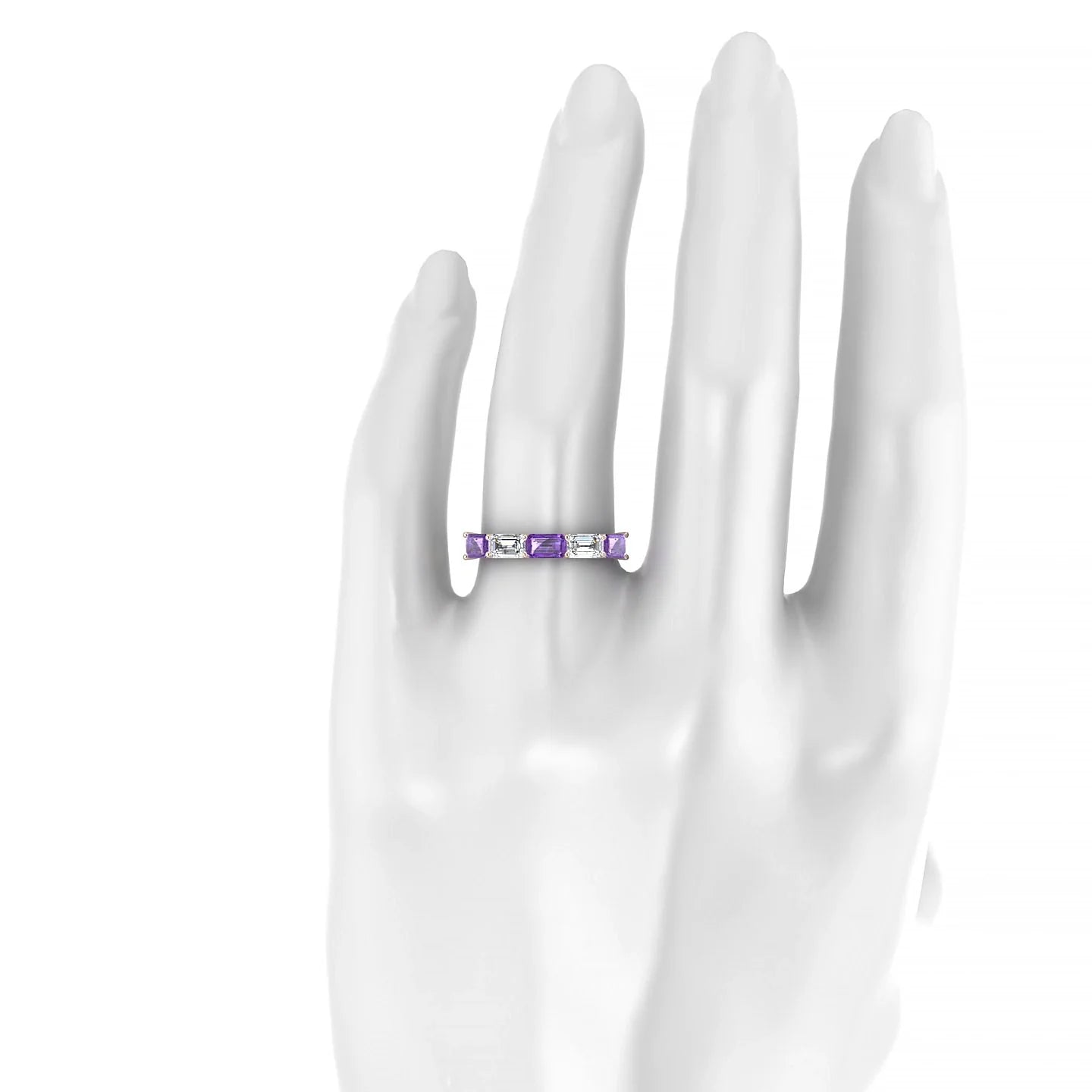 Reverence | 18k Rose Gold 5 x 3 mm Emerald Amethyst & Diamond Ring