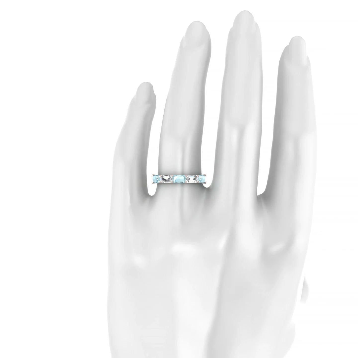 Reverence | 18k Rose Gold 5 x 3 mm Emerald Aquamarine & Diamond Ring