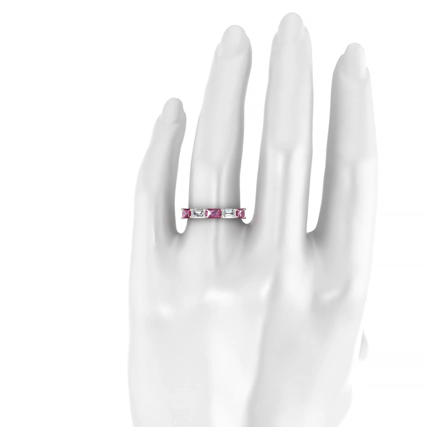 Reverence | 18k Rose Gold 5 x 3 mm Emerald Rhodolite & Diamond Ring