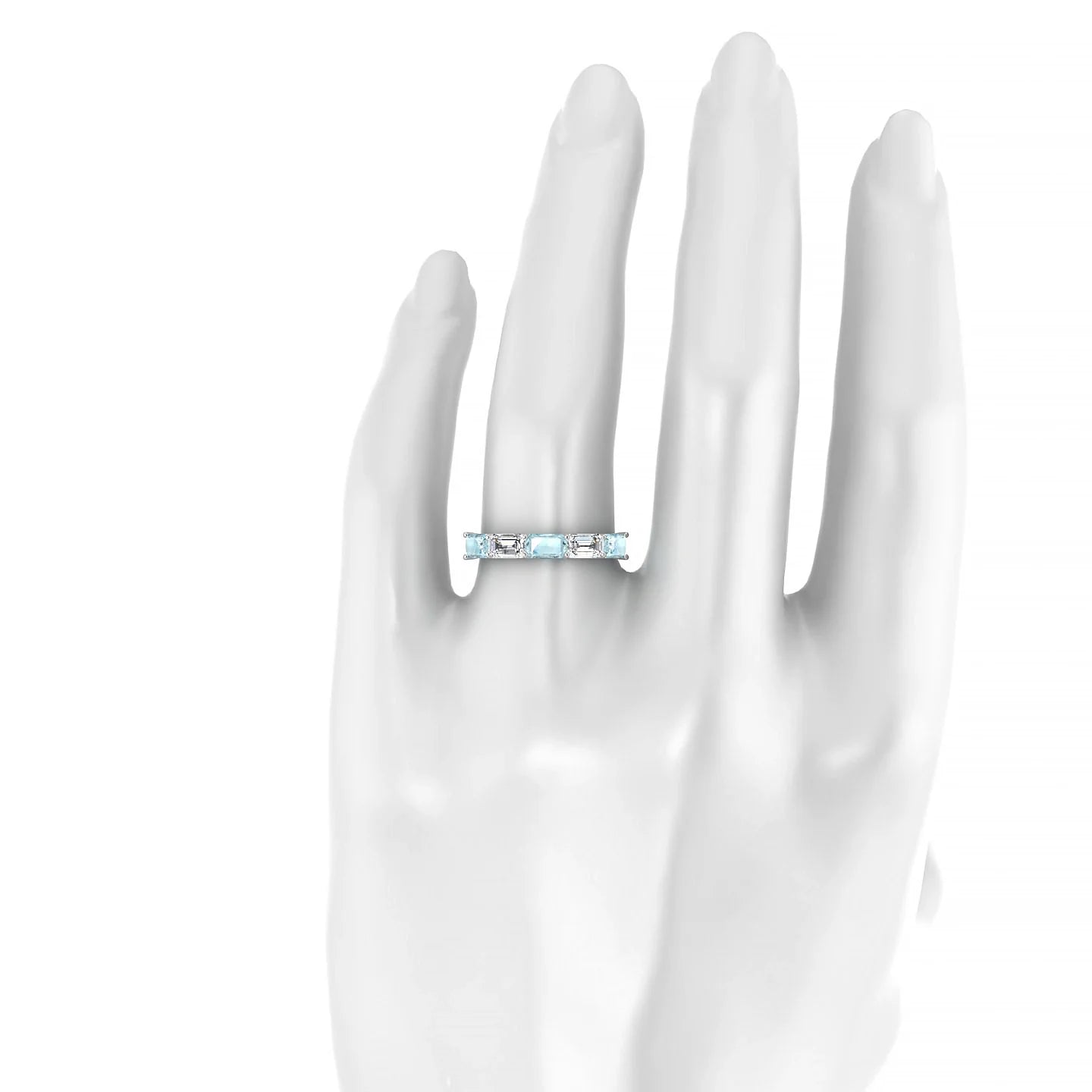 Reverence | 18k White Gold 5 x 3 mm Emerald Aquamarine & Diamond Ring