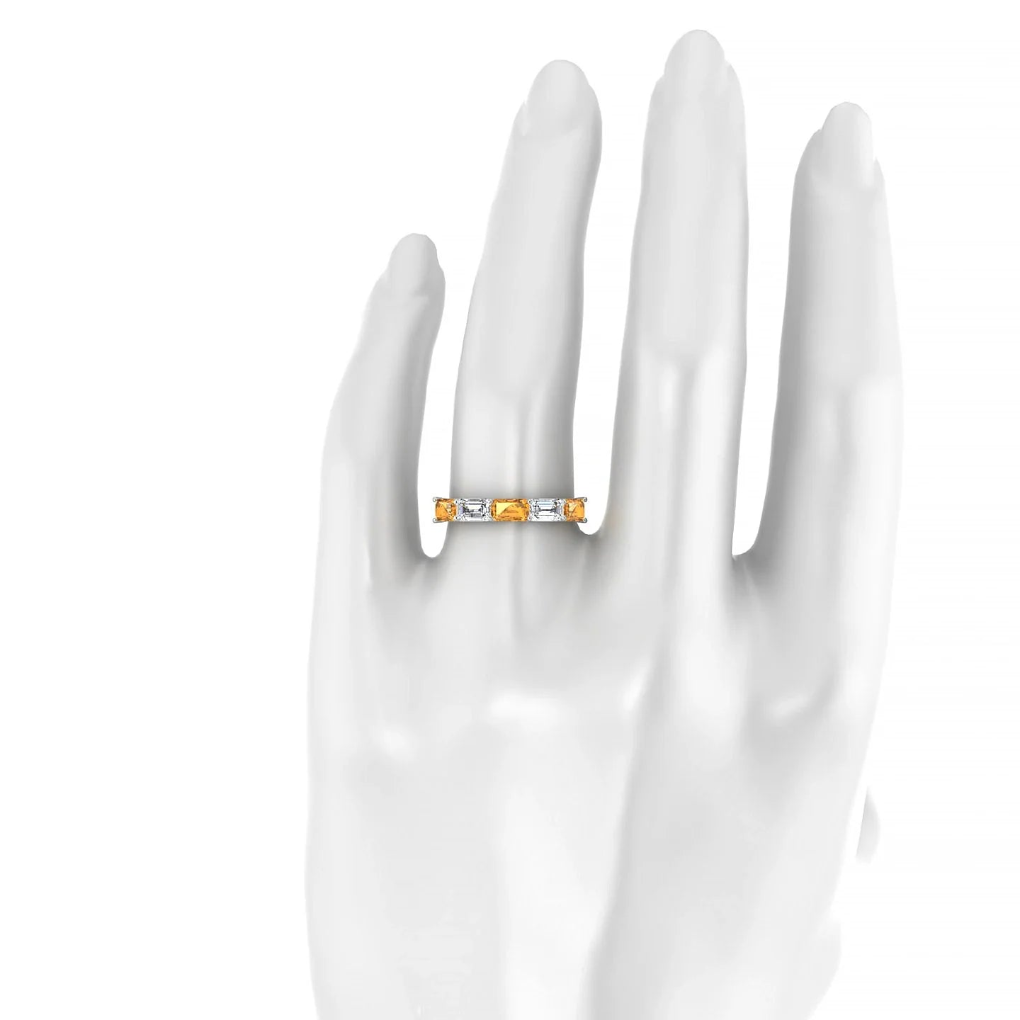 Reverence | 18k White Gold 5 x 3 mm Emerald Citrine & Diamond Ring