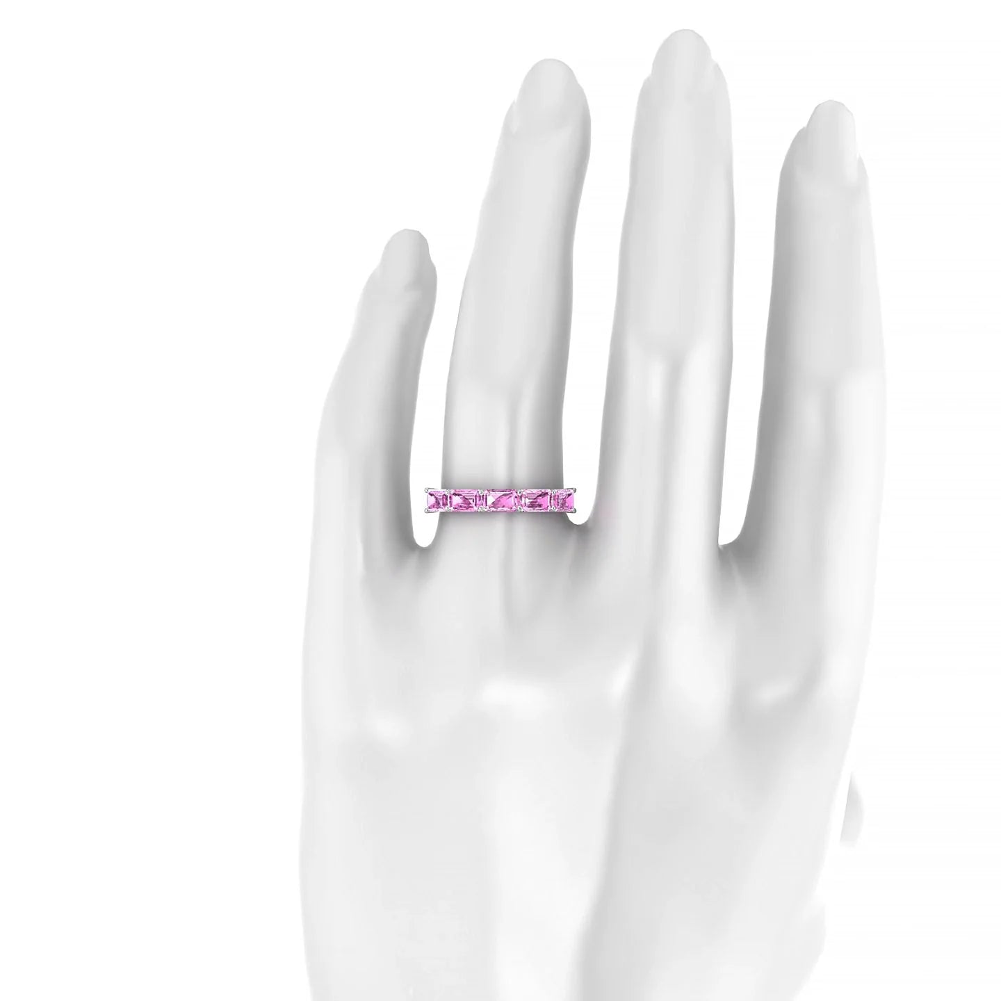 Reverence | 18k White Gold 5 x 3 mm Emerald Pink Sapphire Ring