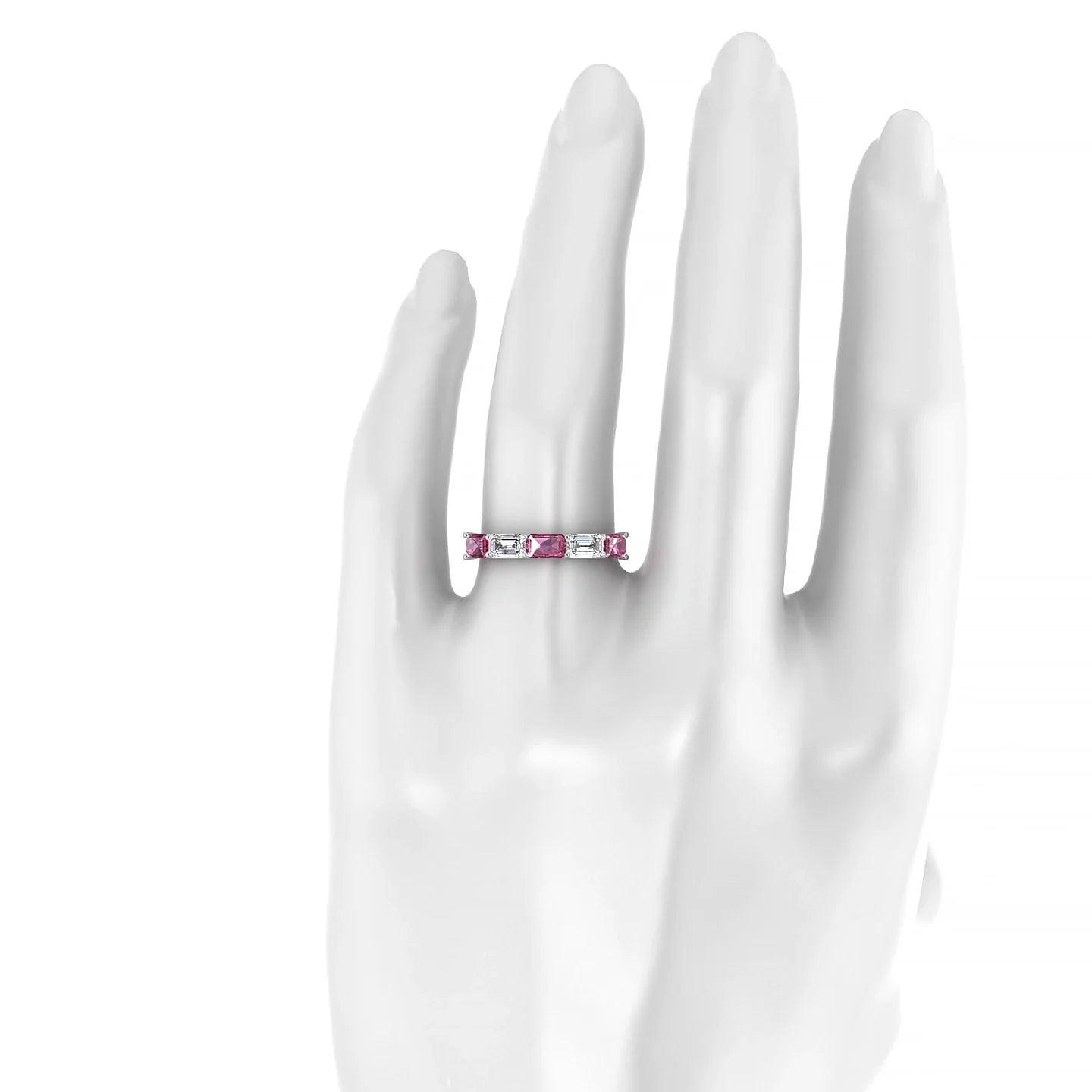 Reverence | 18k White Gold 5 x 3 mm Emerald Rhodolite & Diamond Ring