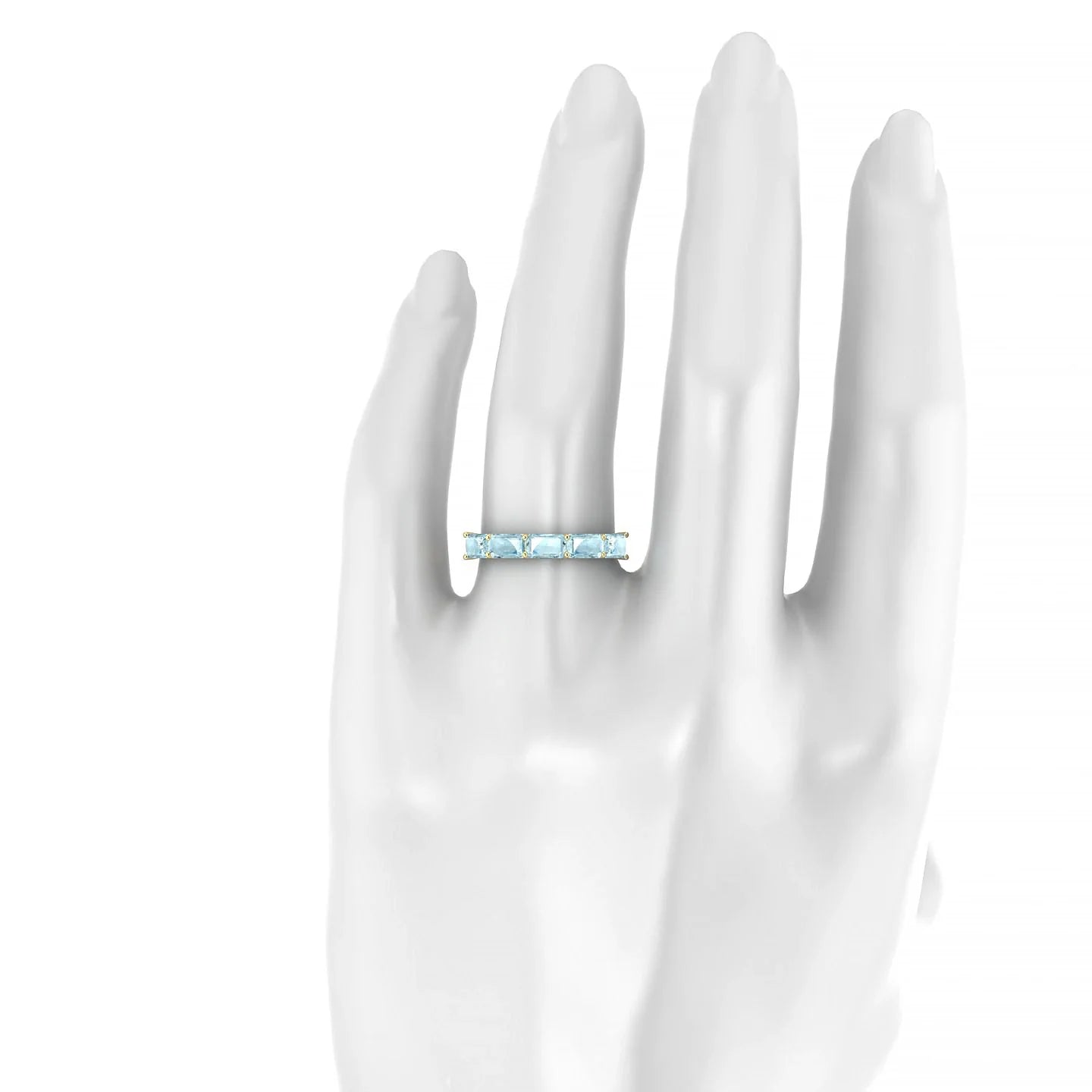Reverence | 18k Yellow Gold 5 x 3 mm Emerald Aquamarine Ring