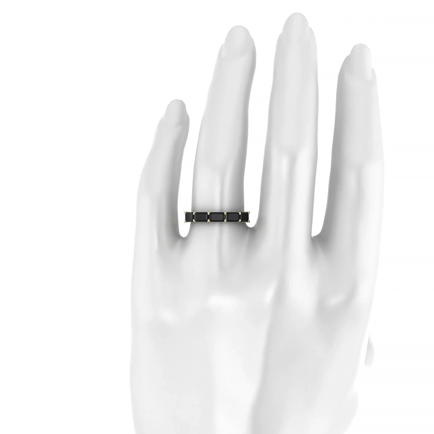 Reverence | 18k Yellow Gold 5 x 3 mm Emerald Black Diamond Ring