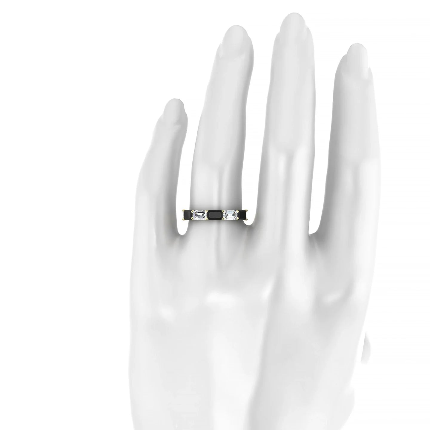 Reverence | 18k Yellow Gold 5 x 3 mm Emerald Black Diamond & Diamond Ring