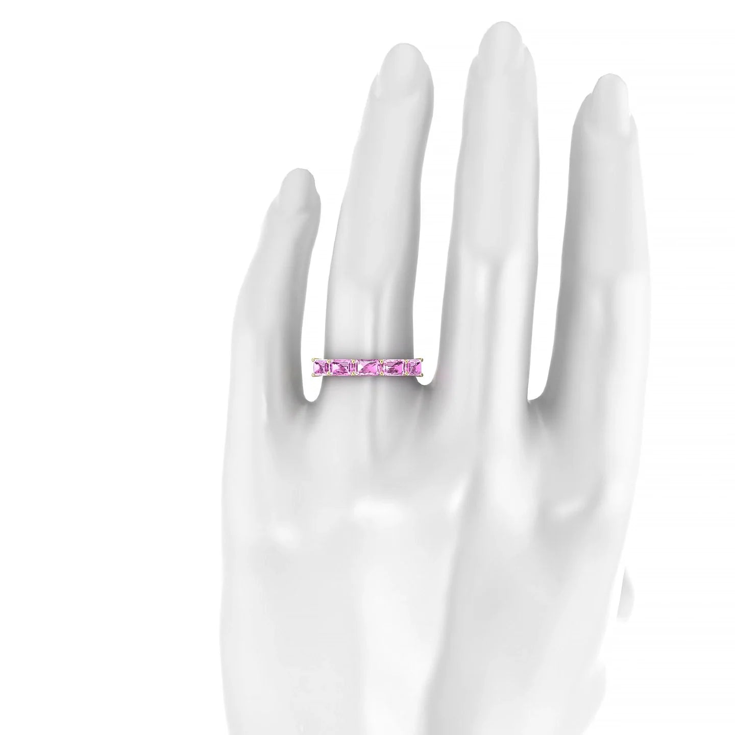 Reverence | 18k Yellow Gold 5 x 3 mm Emerald Pink Sapphire Ring