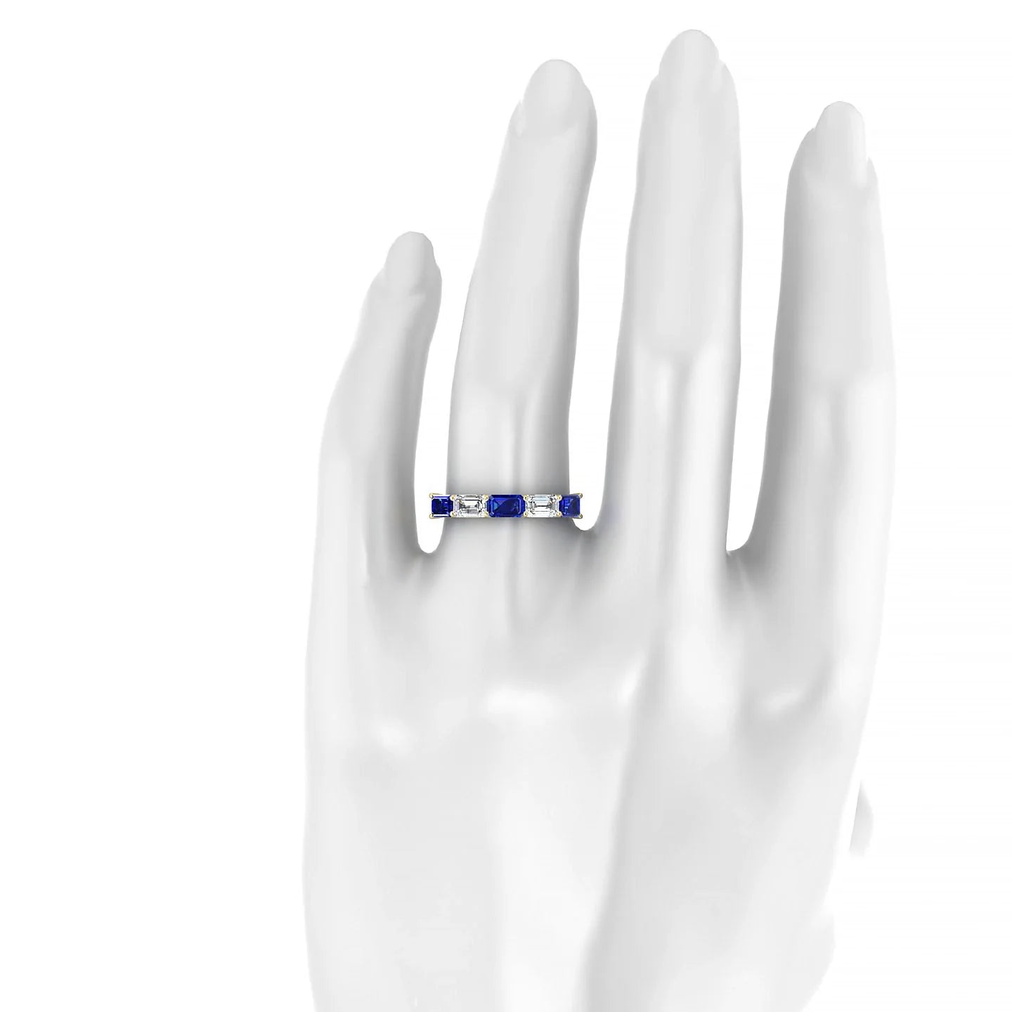 Reverence | 18k Yellow Gold 5 x 3 mm Emerald Sapphire & Diamond Ring