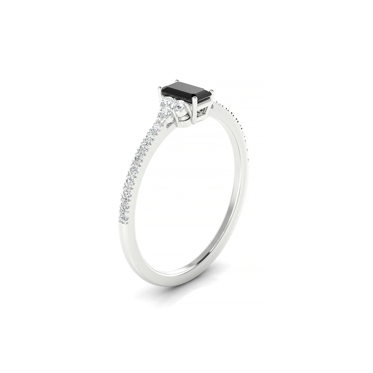 Reverie | 18k White Gold 5 x 3 mm Emerald Black Diamond Ring