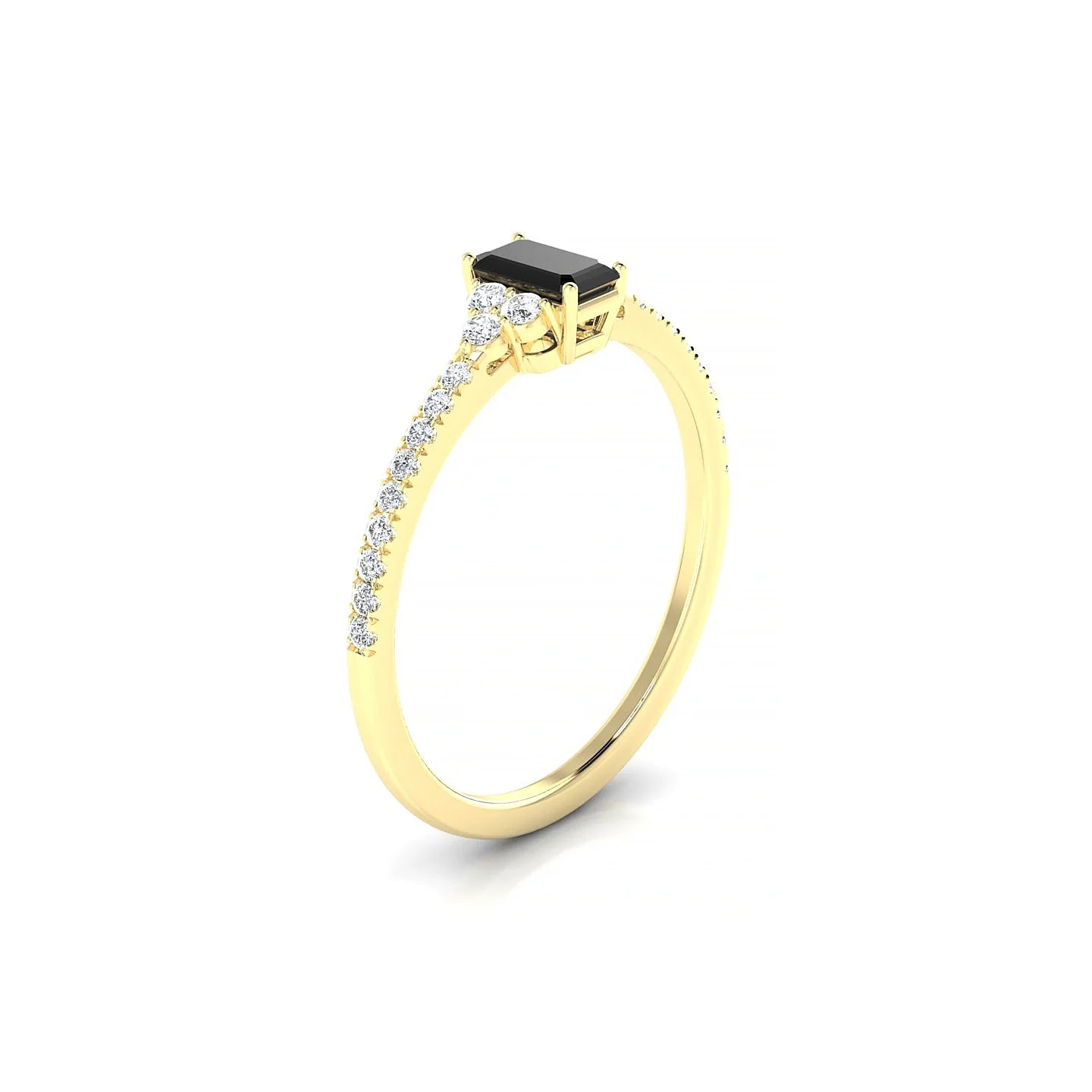 Reverie | 18k Yellow Gold 5 x 3 mm Emerald Black Diamond Ring