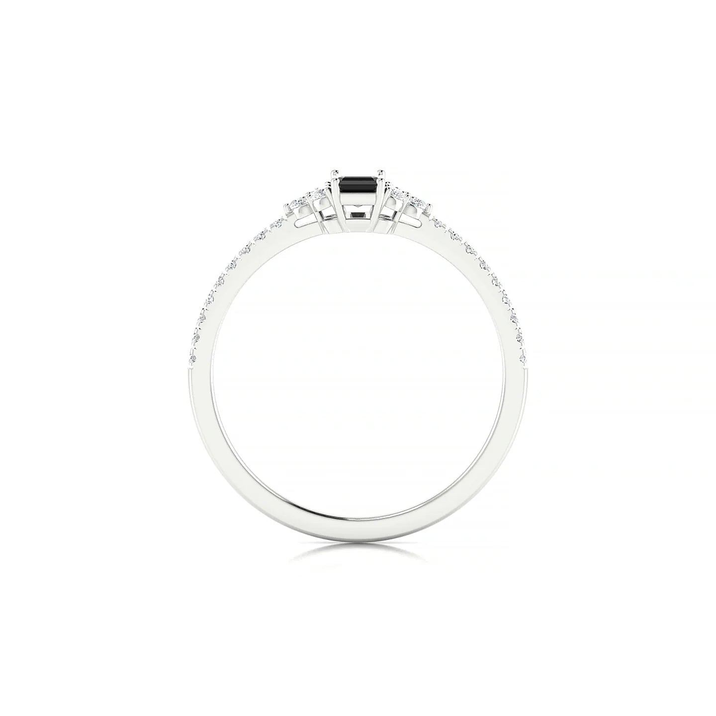 Reverie | 18k White Gold 5 x 3 mm Emerald Black Diamond Ring