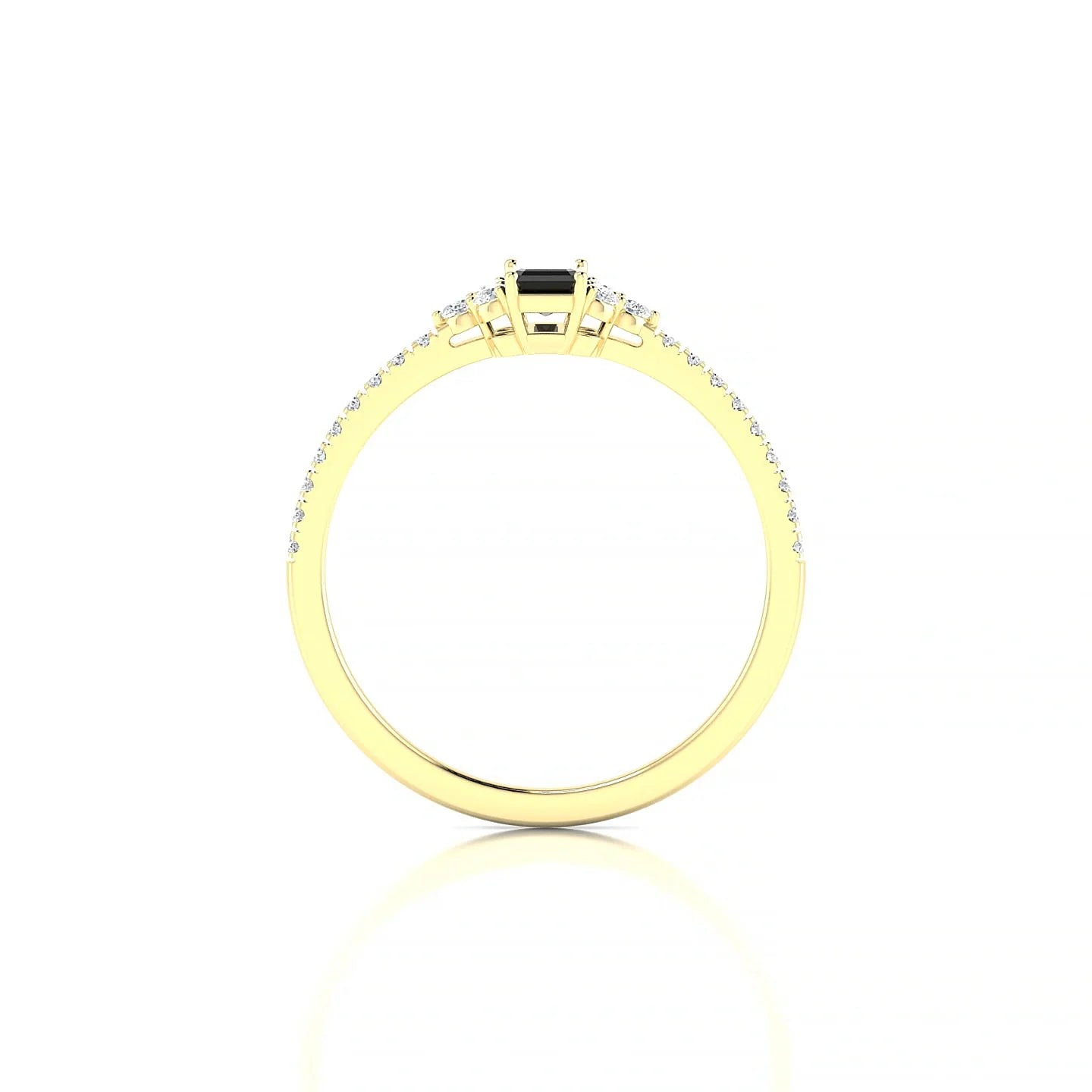 Reverie | 18k Yellow Gold 5 x 3 mm Emerald Black Diamond Ring