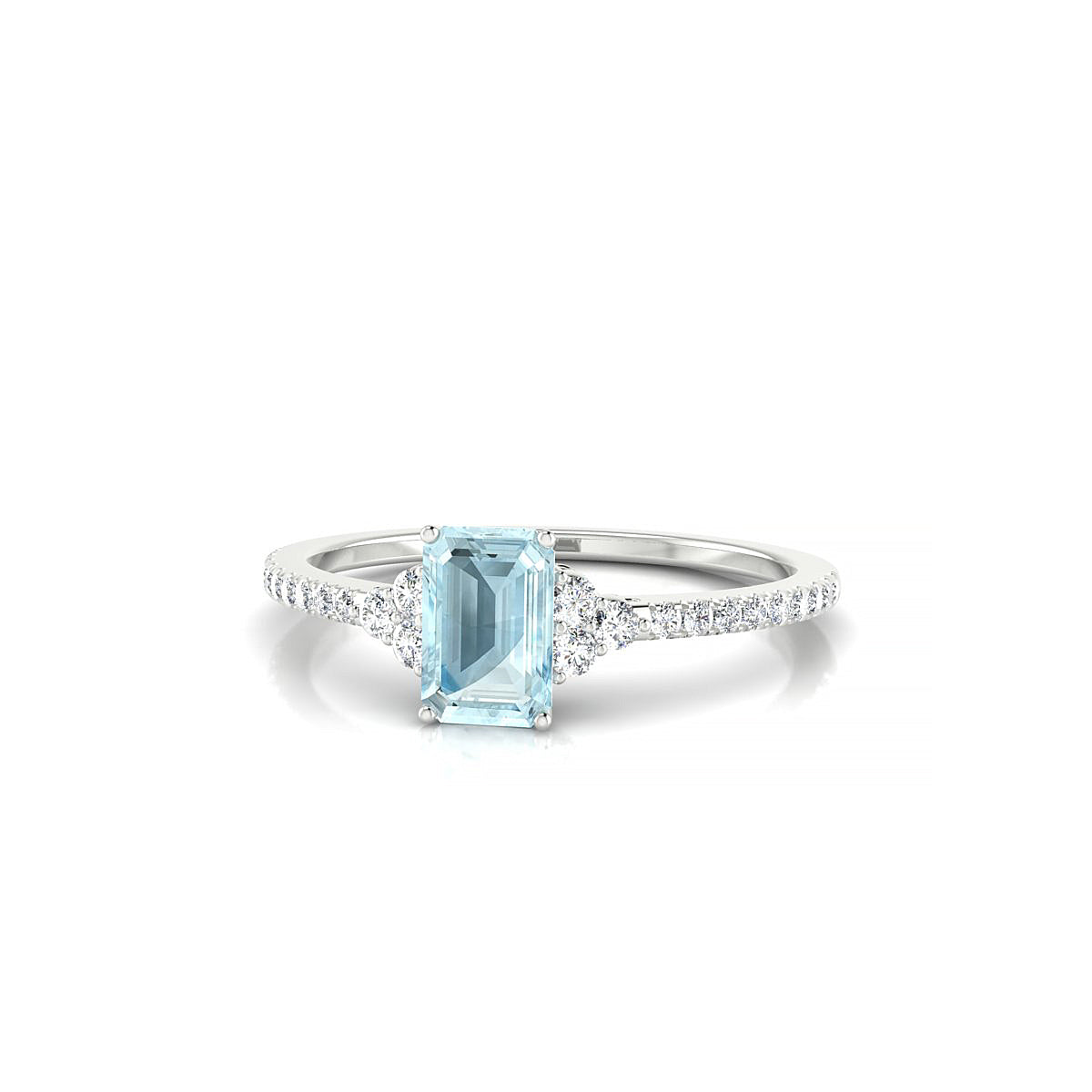 Reverie | 18k White Gold 6 x 4 mm Emerald Aquamarine Ring