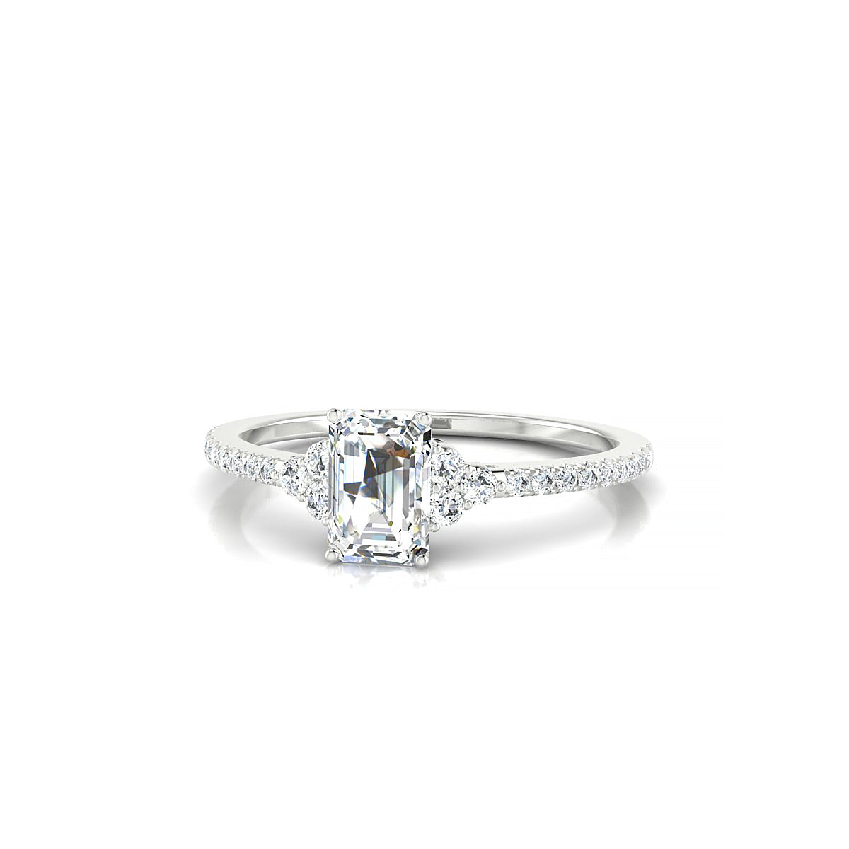 Reverie | 18k White Gold 6 x 4 mm Emerald Diamond Ring