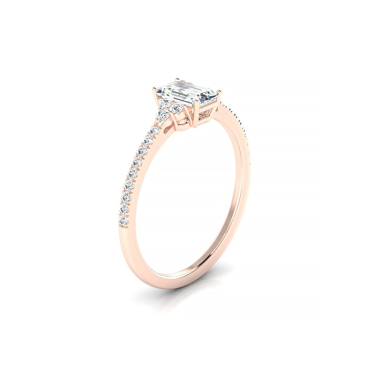Reverie | 18k Rose Gold 6 x 4 mm Emerald Diamond Ring