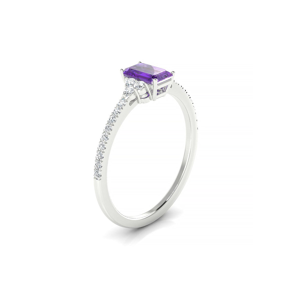 Reverie | 18k White Gold 6 x 4 mm Emerald Amethyst Ring