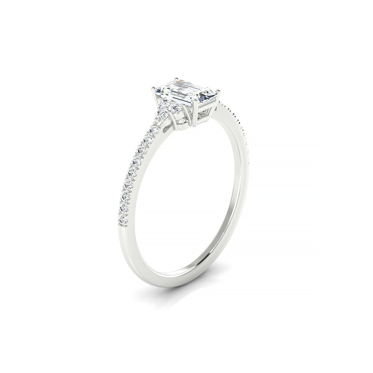 Reverie | 18k White Gold 6 x 4 mm Emerald Diamond Ring