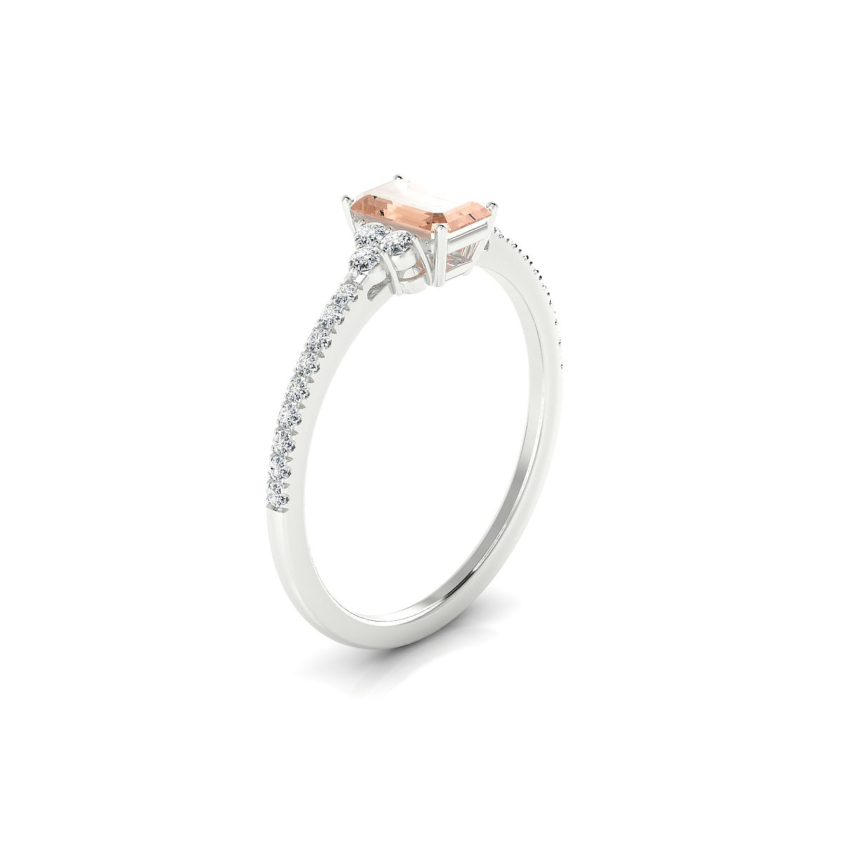 Reverie | 18k White Gold 6 x 4 mm Emerald Morganite Ring
